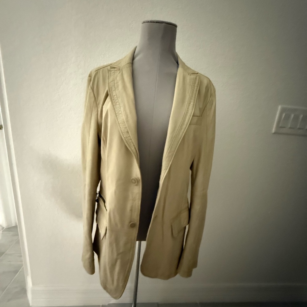 New Diesel 100% leather Cream Suit unisex Jacket Tailored Fit